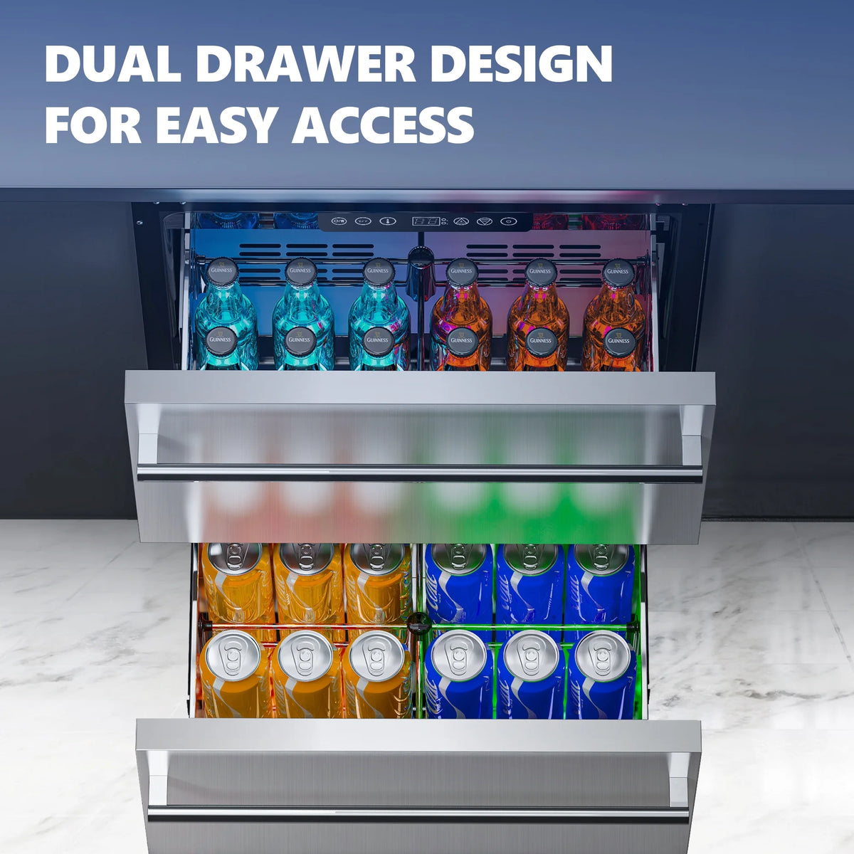 4.9Cu.ft. Double Drawer Stainless Steel Beverage Refrigerator B7823