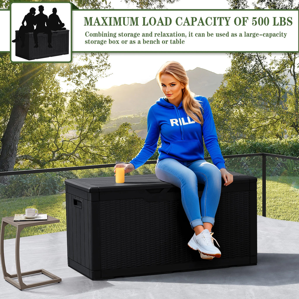 100 Gallon Black Plastic Resin Outdoor Storage Box F1562