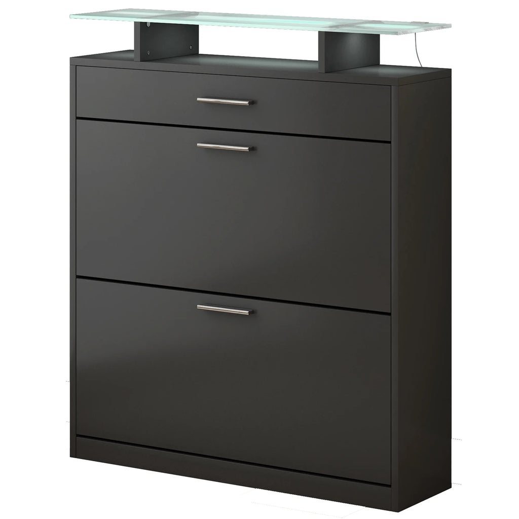 Black Slim Entryway Organizer with 2 Flip Drawers N8701