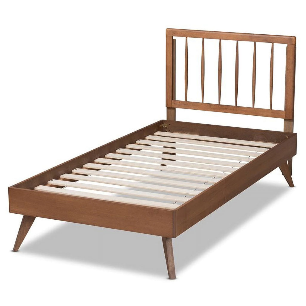 Ash Walnut Finished Wood Twin Size Platform Bed H946