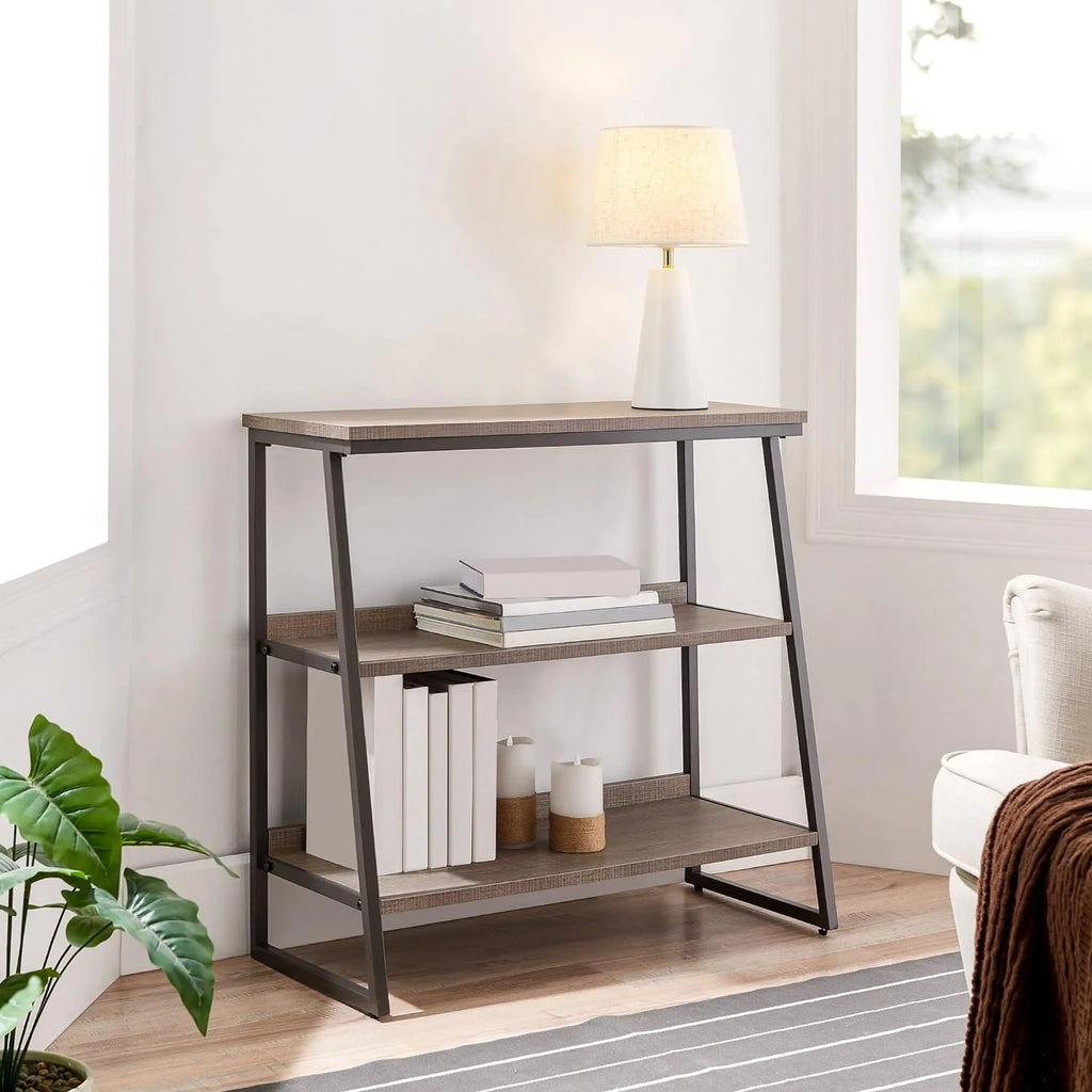 Rustic Oak/Black Shelves And Sides H974