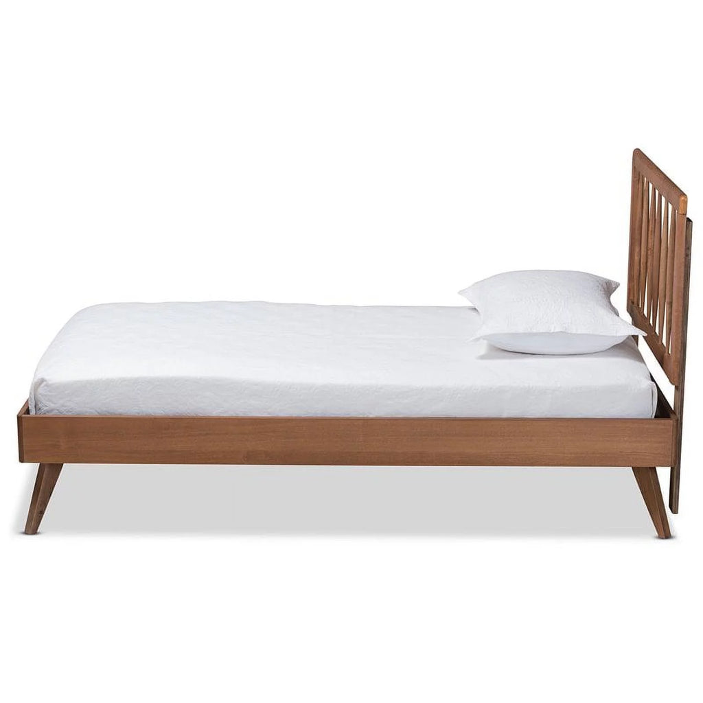 Ash Walnut Finished Wood Twin Size Platform Bed H946