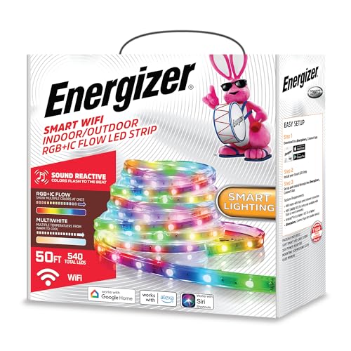 Energizer Smart Indoor & Outdoor RGB+IC+WW LED 50 Foot Light Strip A9164