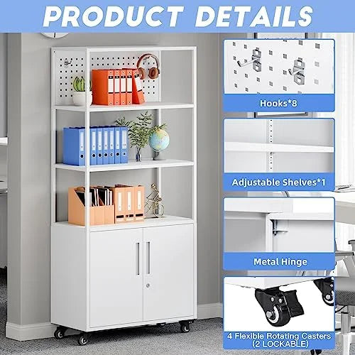 Black Metal Bookshelf with Doors D803