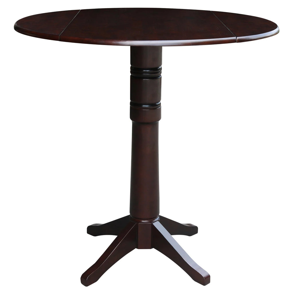 42" Round Dual Drop Leaf Pedestal Table Espresso A2589