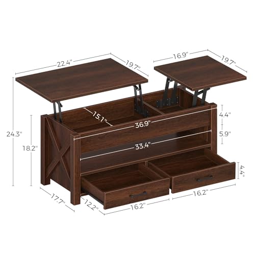 Gray Lift Top Coffee Table with 2 Storage Drawers Y216449
