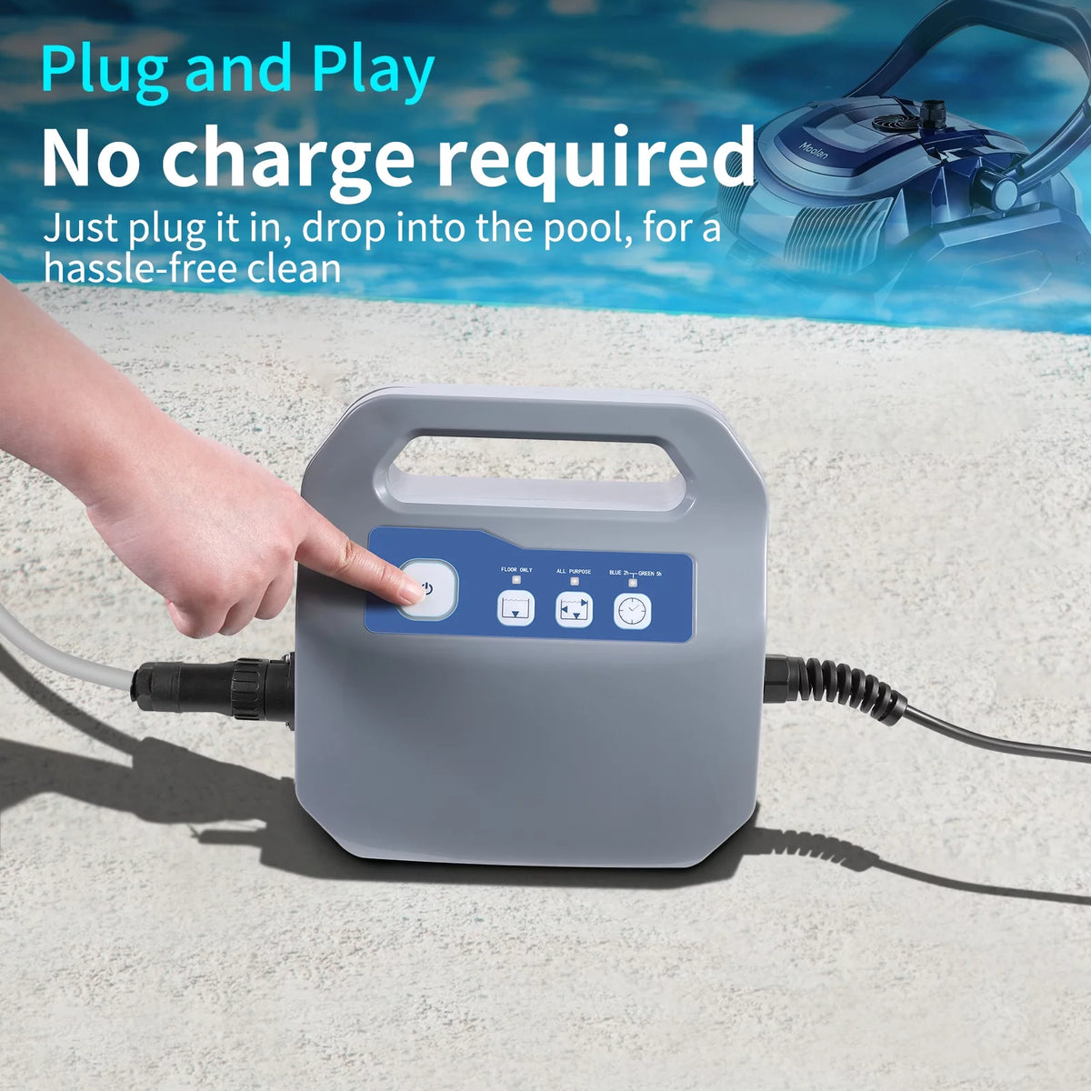 Automatic Robotic Pool Vacuum Cleaner with Self-Parking, Blue V350