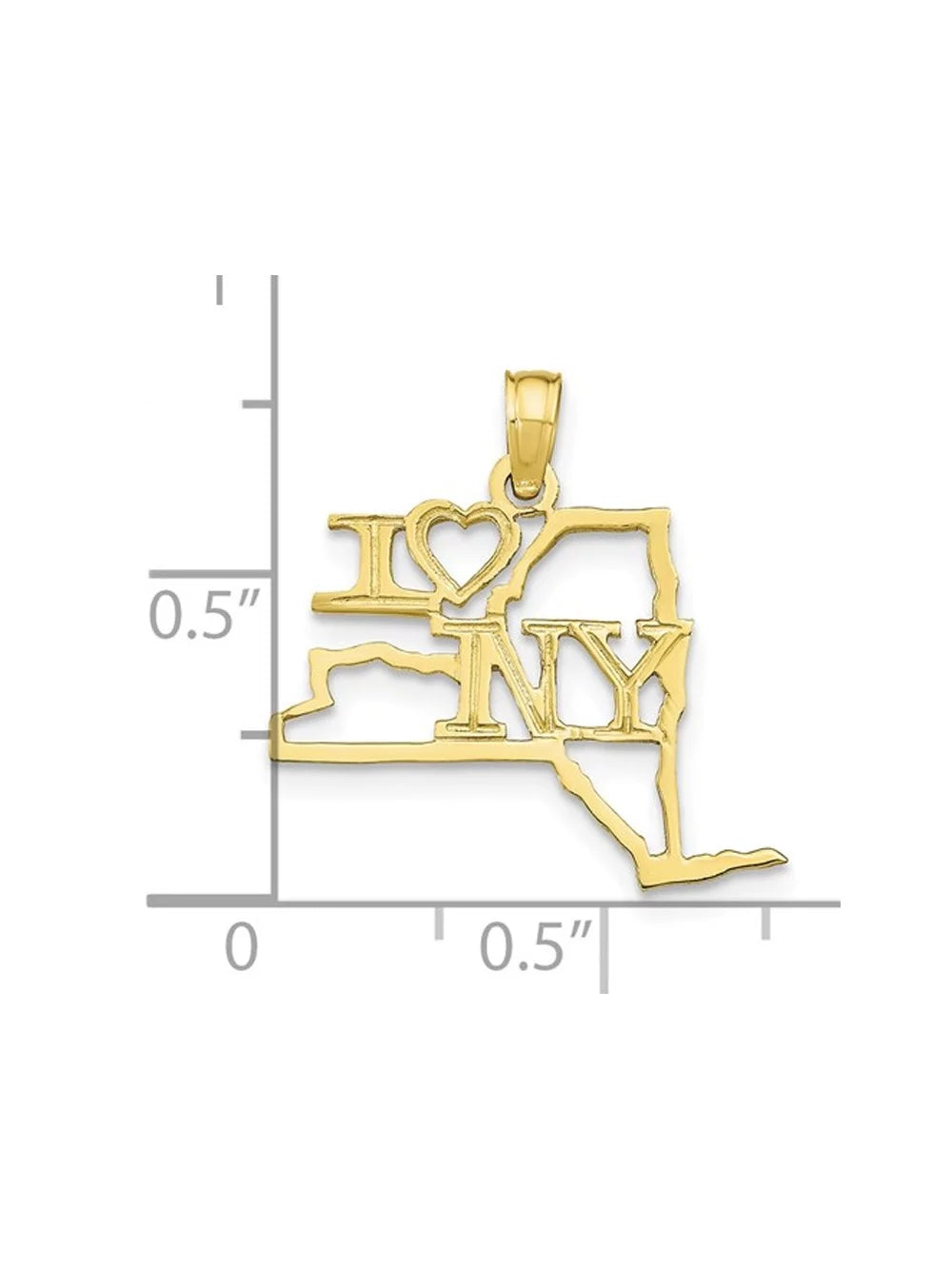 10K Yellow Gold New York State Charm Pendant Necklace with Chain A276