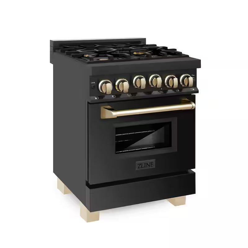24 in. 4 Burner Single Oven Gas Range in Black Stainless Steel D45288
