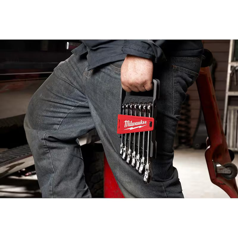 11-Piece Flex-Head Ratcheting Combination Wrench Set Metric N782