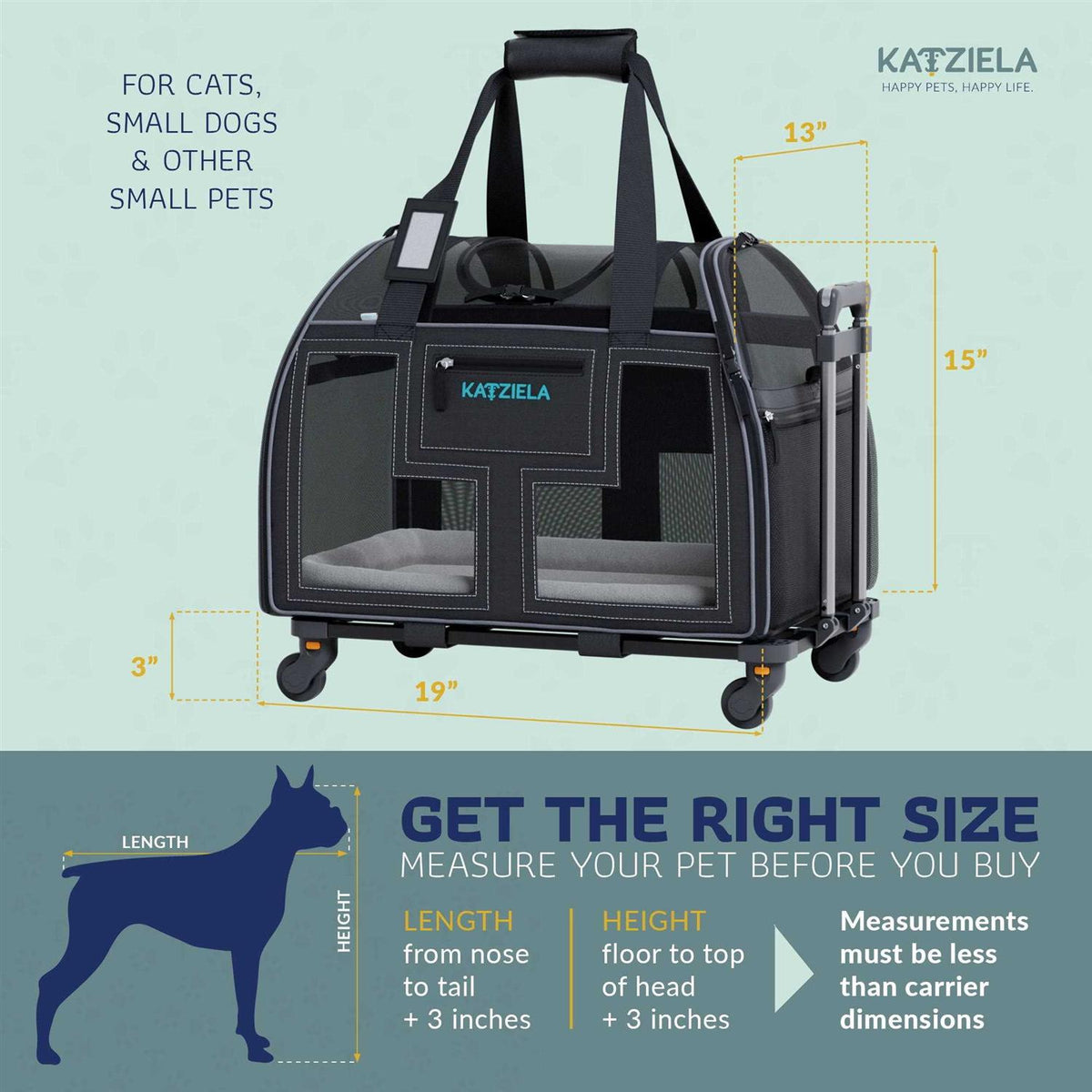 Pet Carrier with Removable Wheels and Telescopic Handle M23269