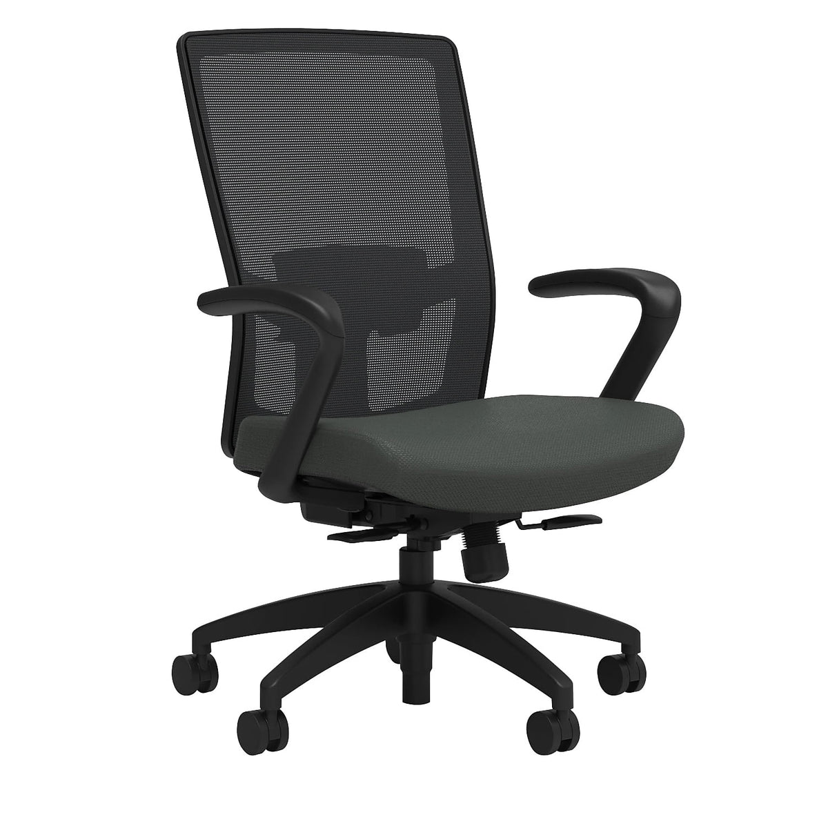 Fabric Task Chair Adjustable Lumbar Fixed Arms D435362