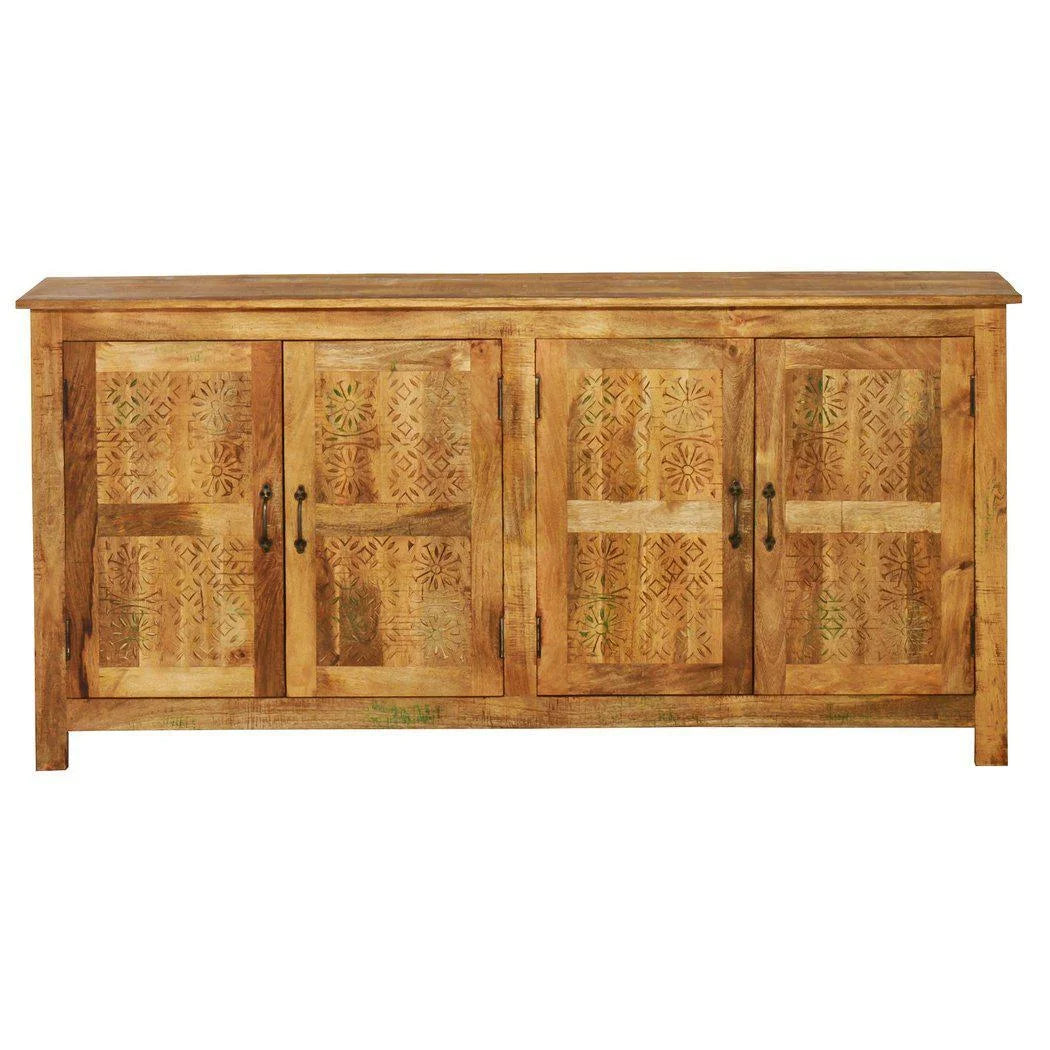 76" Rustic Reclaimed Wood 4 Door Sideboard D9239