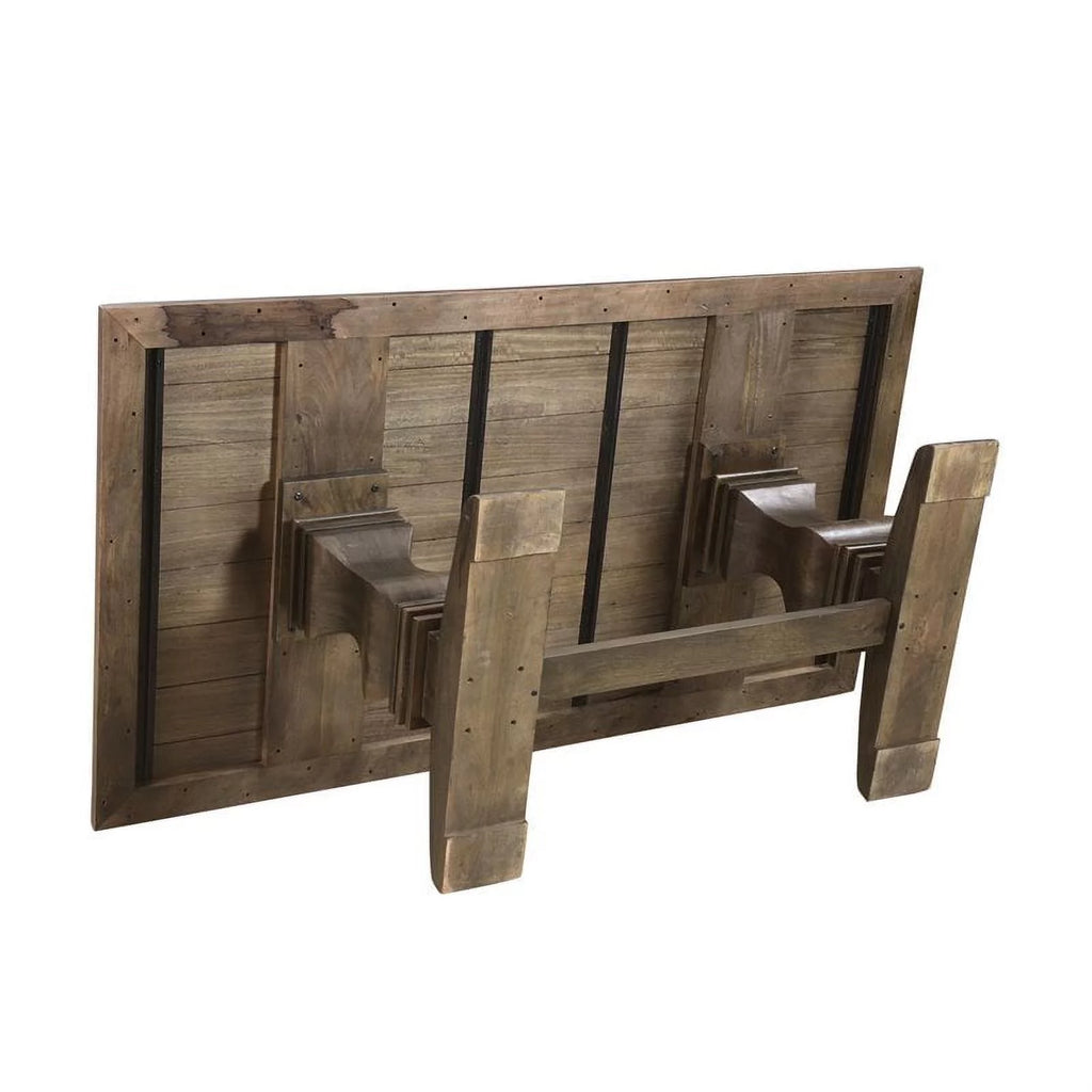 Solid Wood Double Pedestal Dining Table in Dark Brown Y929236