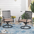 Set of 2 Metal Swivel Outdoor Dining Chairs with Beige Cushions K6448