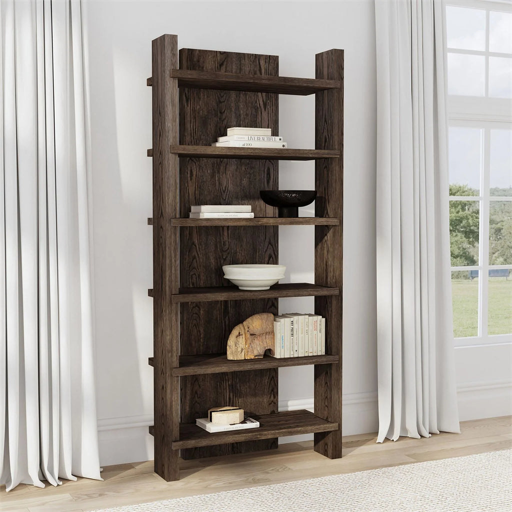 6 Shelf Tall Wood Bookcase E4470