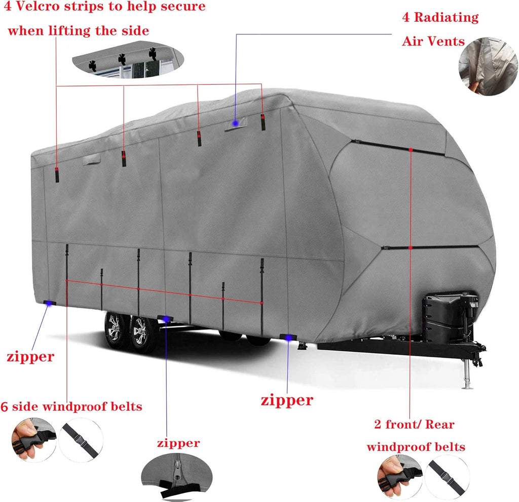 Waterproof Windproof 420D Heavy Duty Polyester Oxford RV Trailer Cover S2740