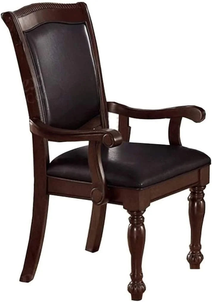 Set of 2 Brown Faux Leather Upholstered Rubberwood Arm Chairs U793