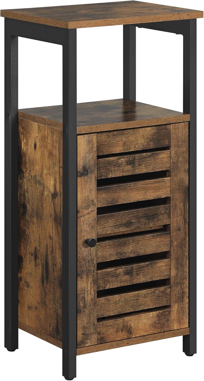 Rustic Brown Bookshelf and Storage Cabinet with 3 Shelves X5108