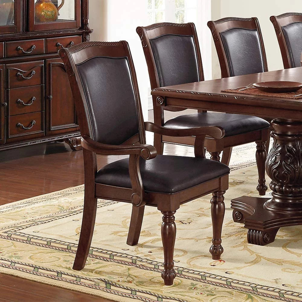 Set of 2 Brown Faux Leather Upholstered Rubberwood Arm Chairs U793