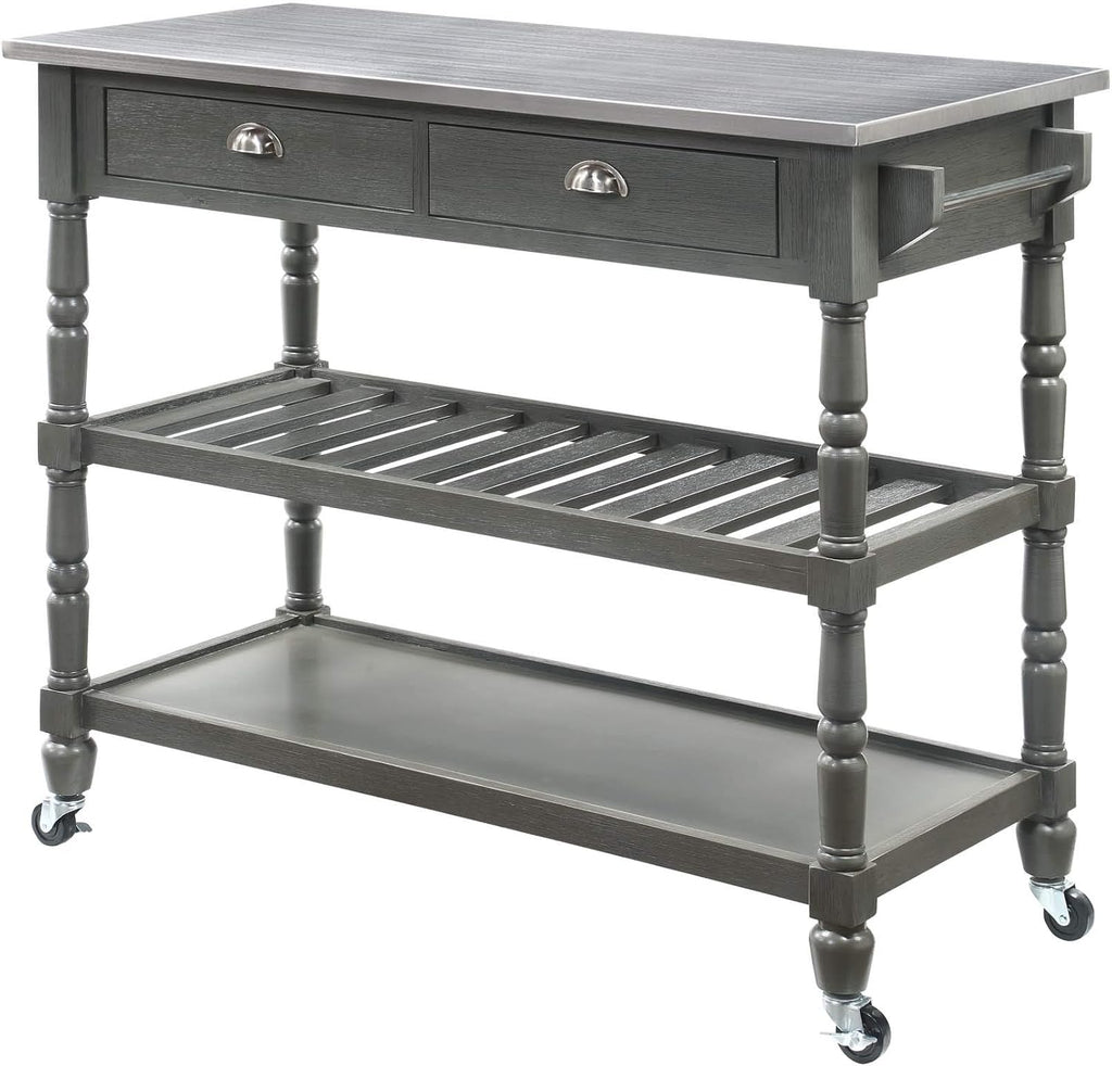 3-Tier Stainless Steel Kitchen Cart with Drawers H816