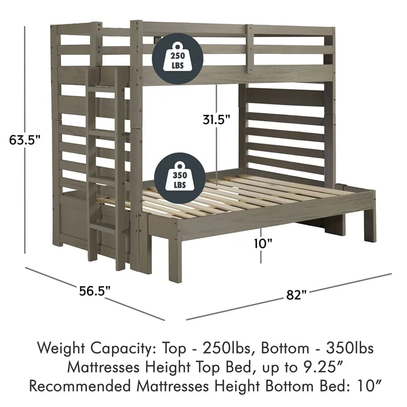 Solid Wood Twin-over-Full Bunk Bed with Ladder W5227