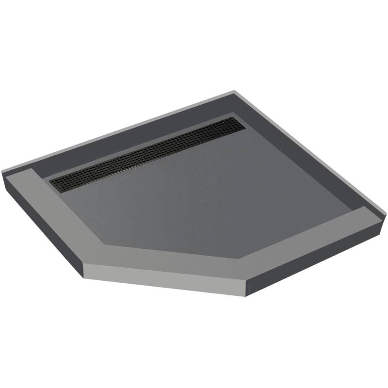 36x22 Neo-Angle Triple Threshold Shower Base with Drain Grate G4049