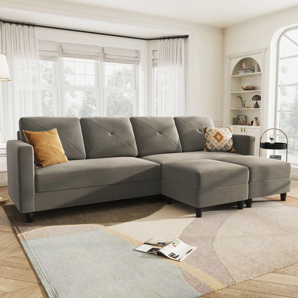 Velvet Sectional Sofa Couch Set with Chaise W62498