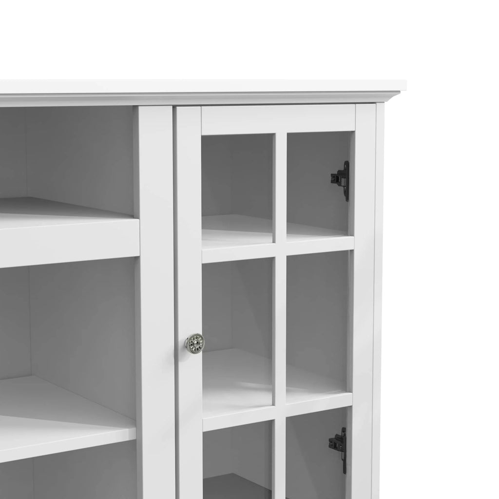 White Wood TV Stand with Glass Doors E985982
