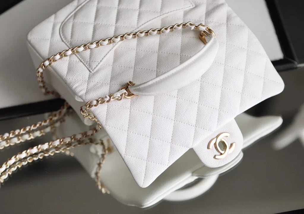 White Mini Flapbag With Top Handle K60430