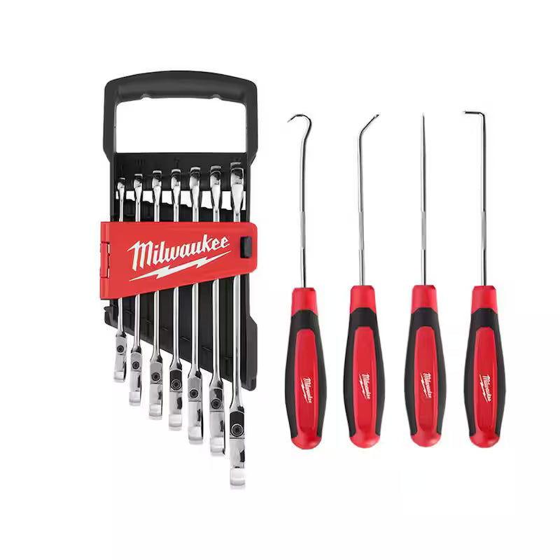 11-Piece Flex-Head Ratcheting Combination Wrench Set Metric N782