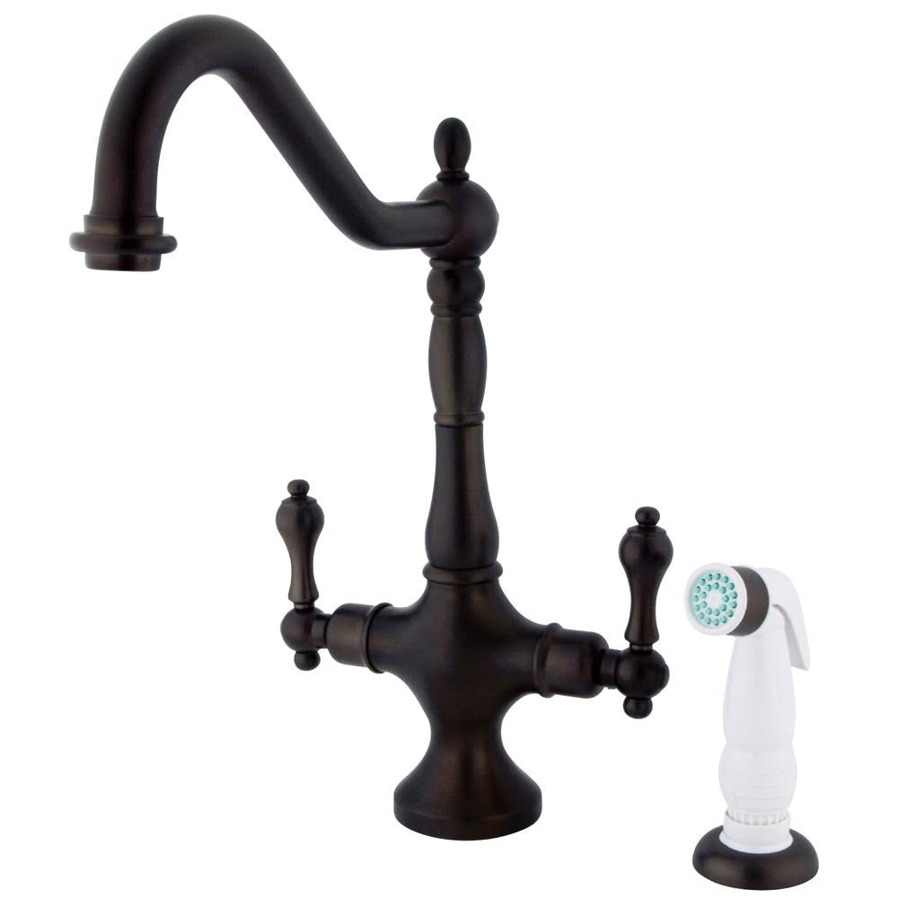 Polished Chrome Kitchen Faucet with White Sprayer L1569