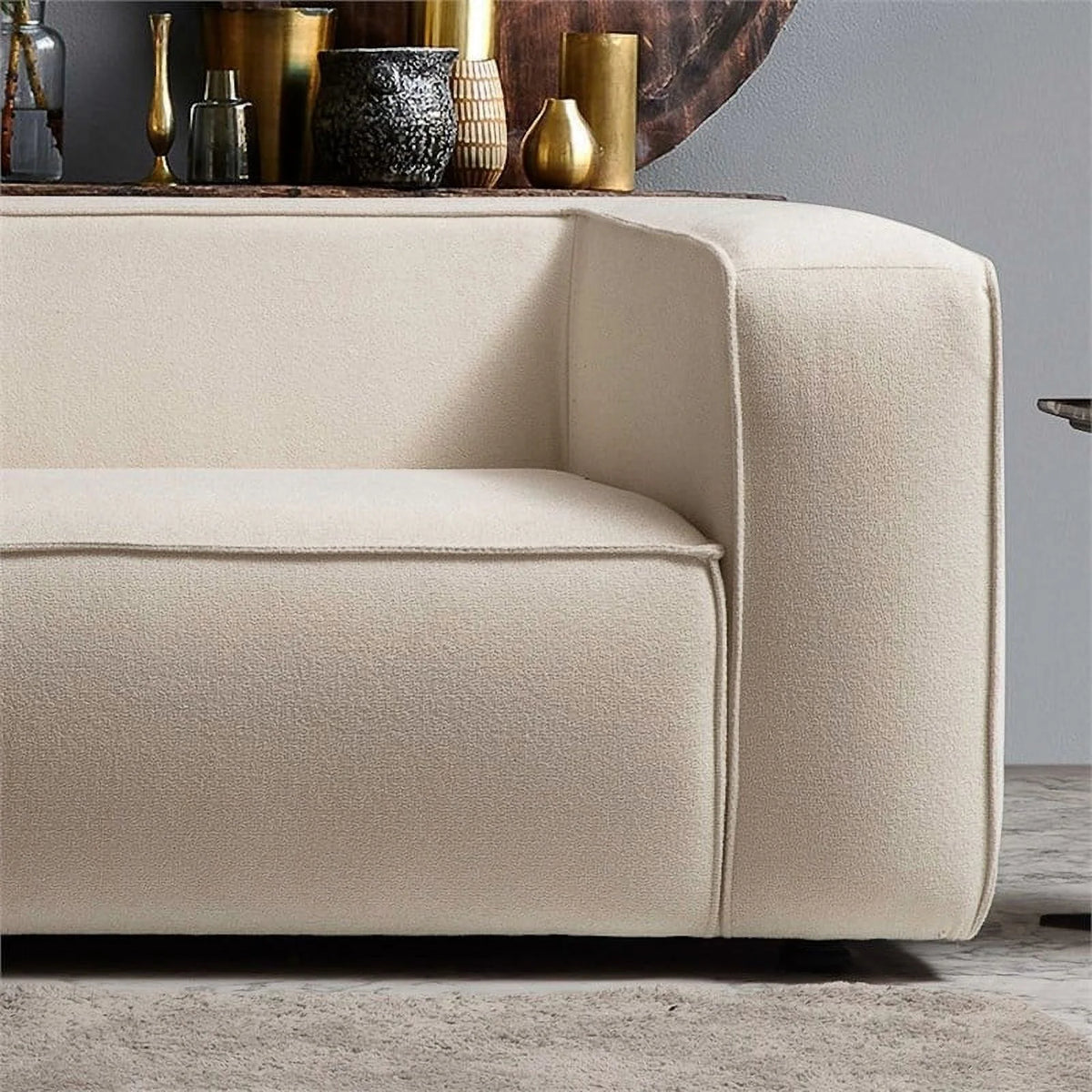 Cream Boucle Fabric Sofa I892178