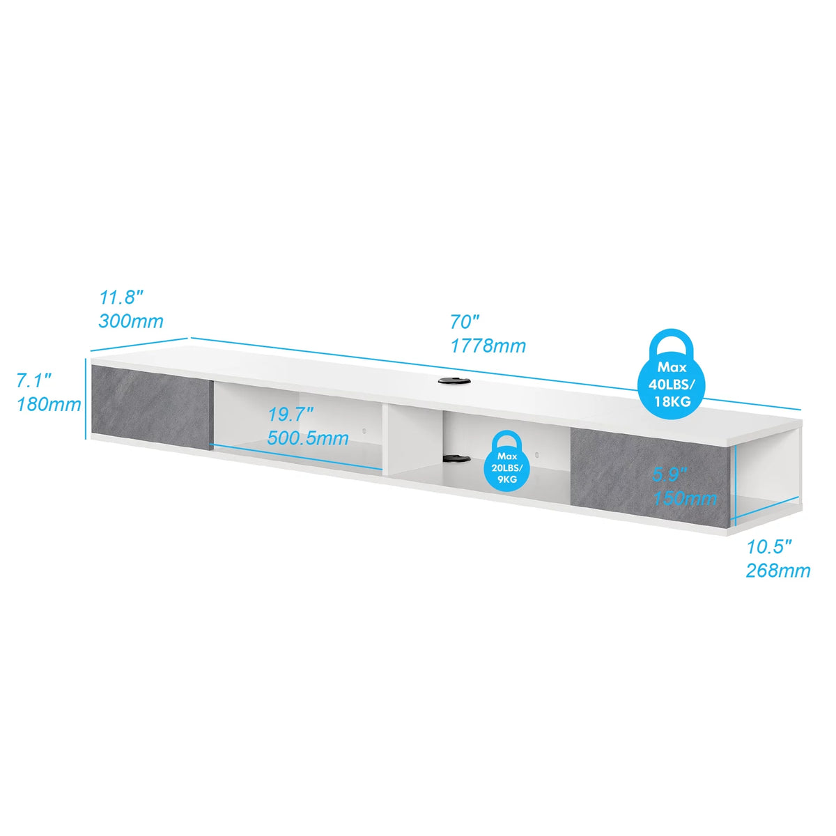 70in Floating TV Stand Media Console G943891