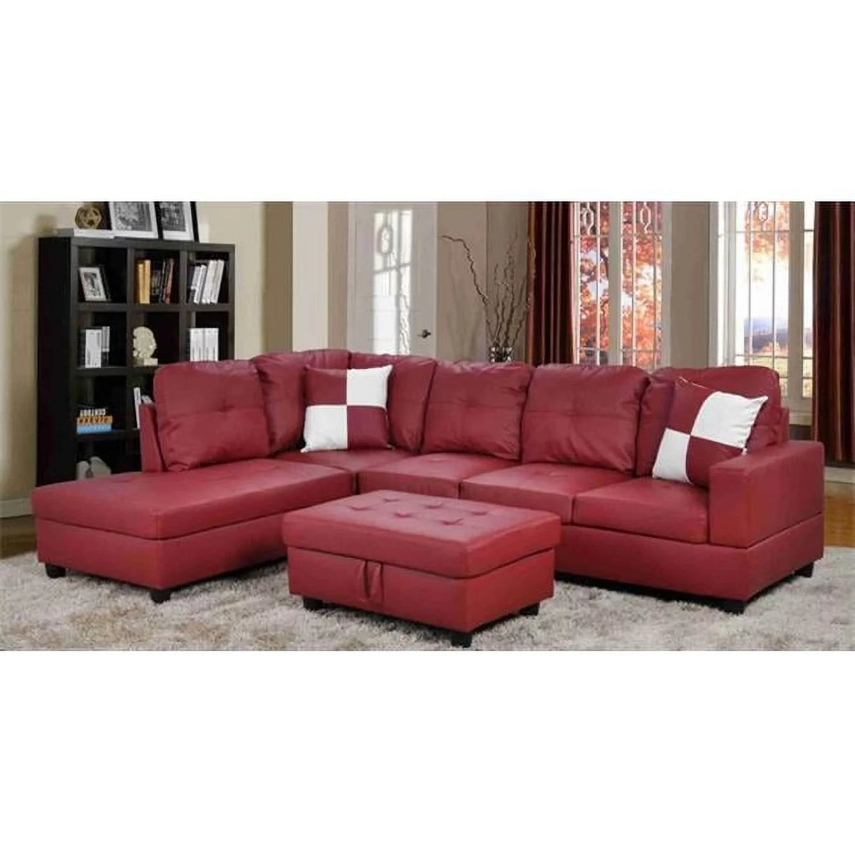 Left Hand Facing Sectional Sofa Red L965218