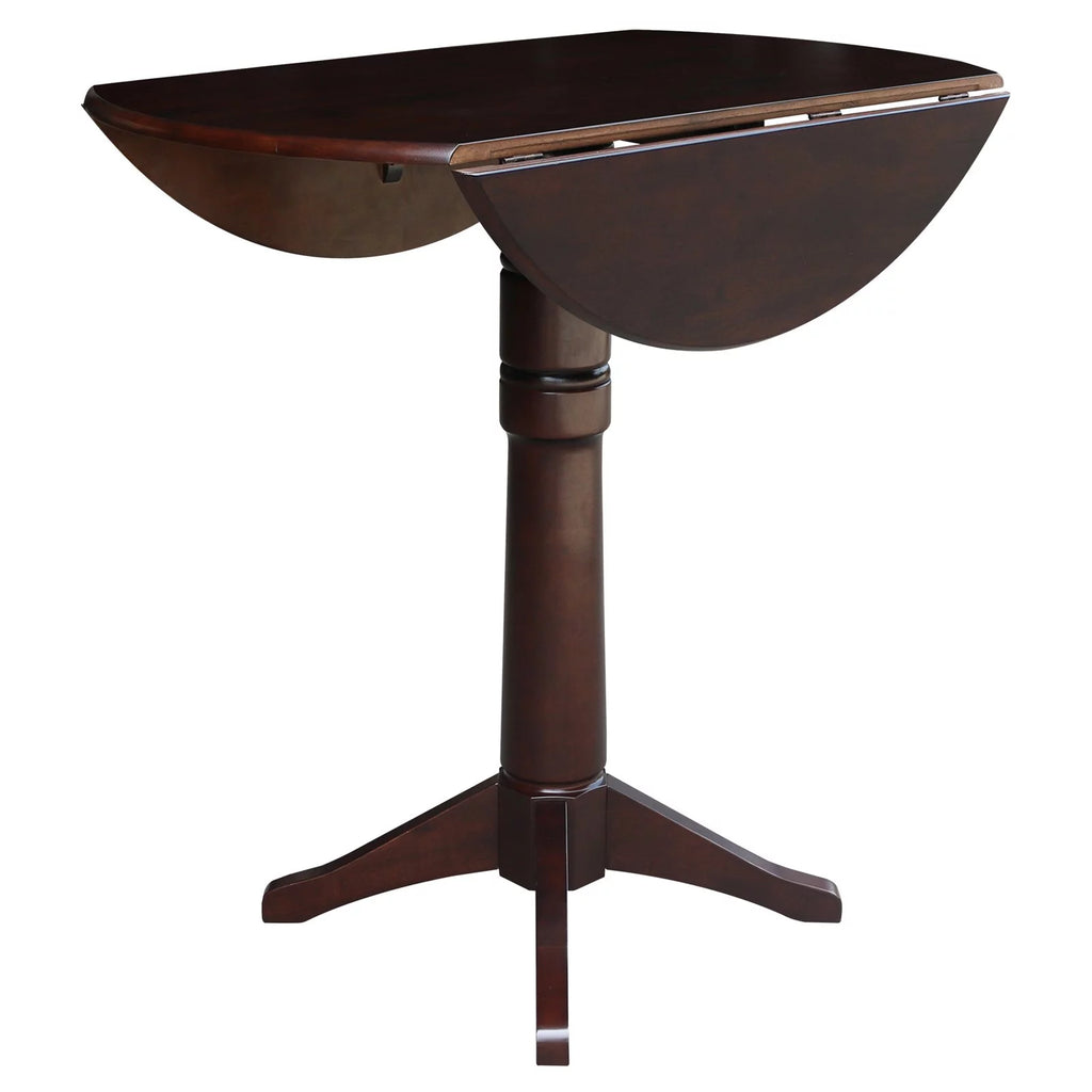 42" Round Dual Drop Leaf Pedestal Table Espresso A2589