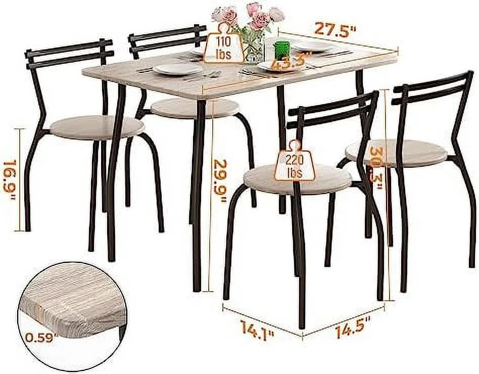 Dining Table Set for 4 with Chairs and Bench X679