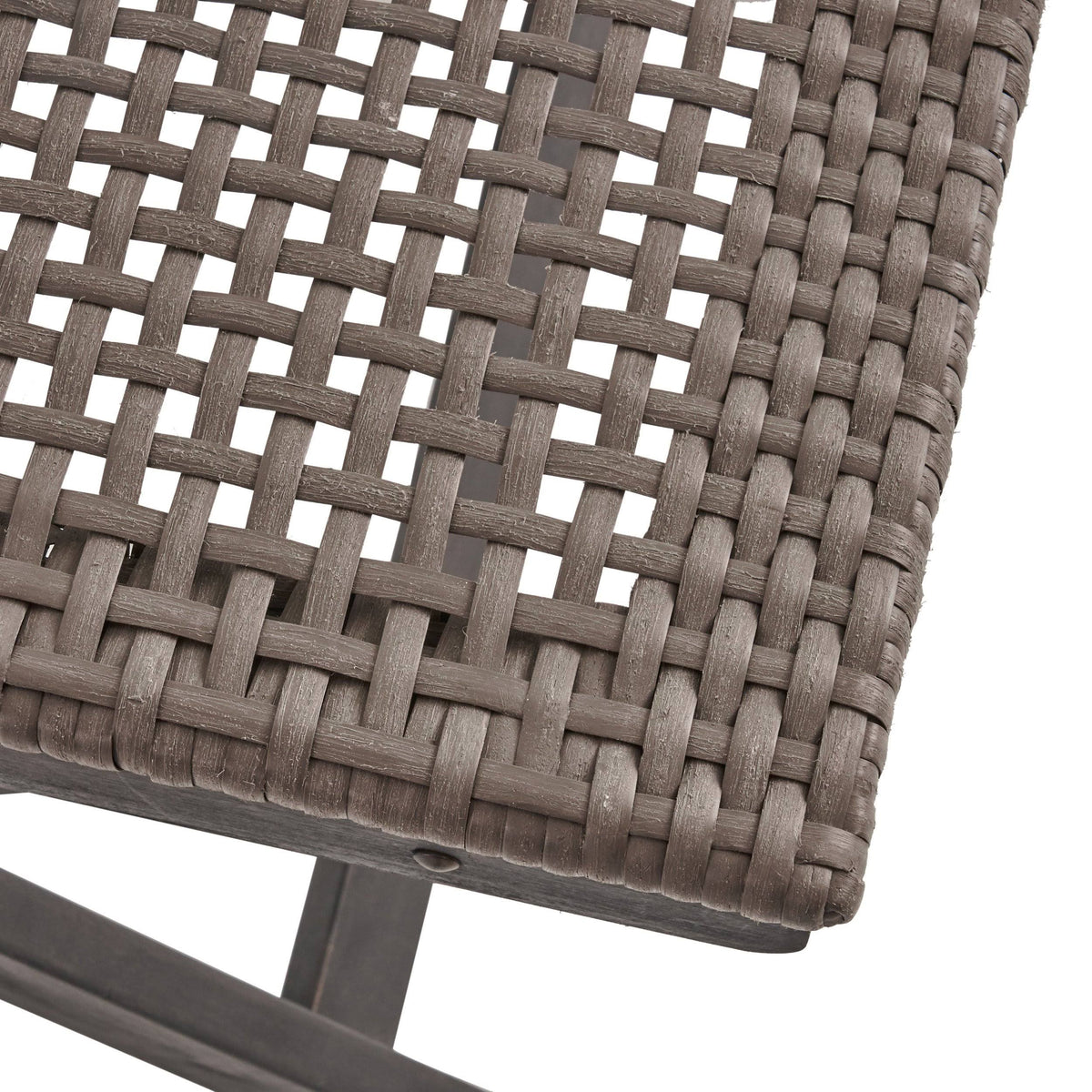 Acacia Wood Wicker Foldable Bistro Set with Chairs and Table Dark Gray T52378