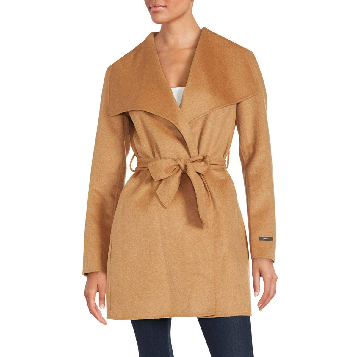 Camel Wool-Blend Wrap Coat Y410074