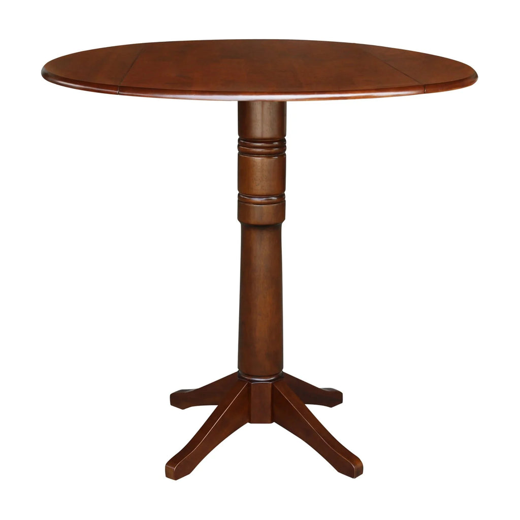 42" Round Dual Drop Leaf Pedestal Table Espresso A2589