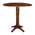 42" Round Dual Drop Leaf Pedestal Table Espresso A2589
