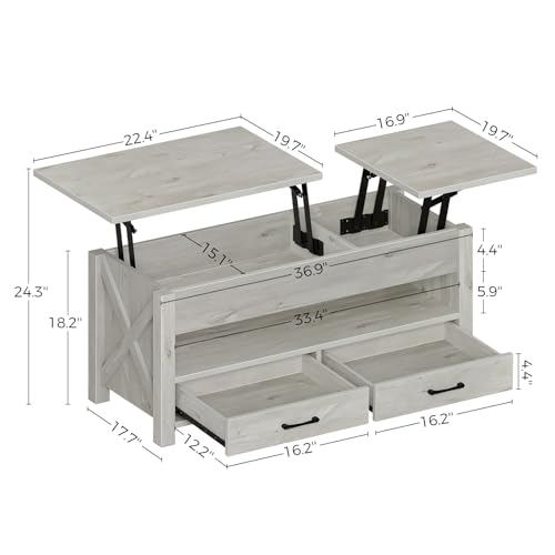 Gray Lift Top Coffee Table with 2 Storage Drawers Y216449
