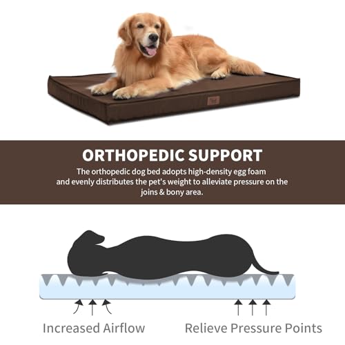 Extra Large Waterproof Egg Crate Foam Dog Bed with Removable Washable Cover F898