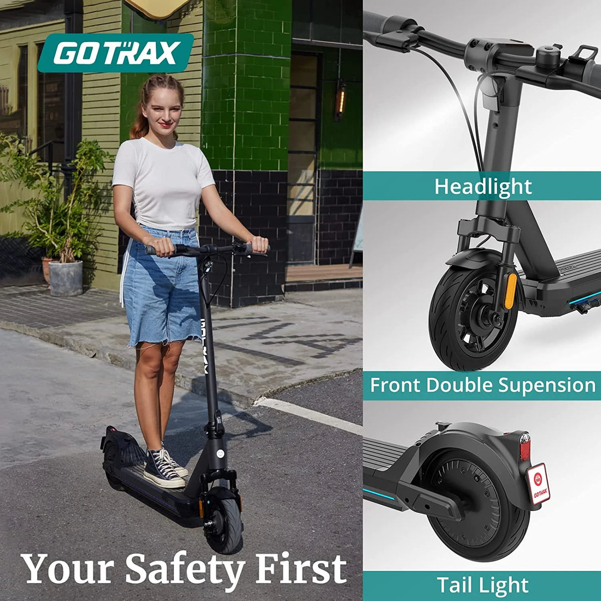 500W Electric Scooter with 10 Air-Filled Tires T3519