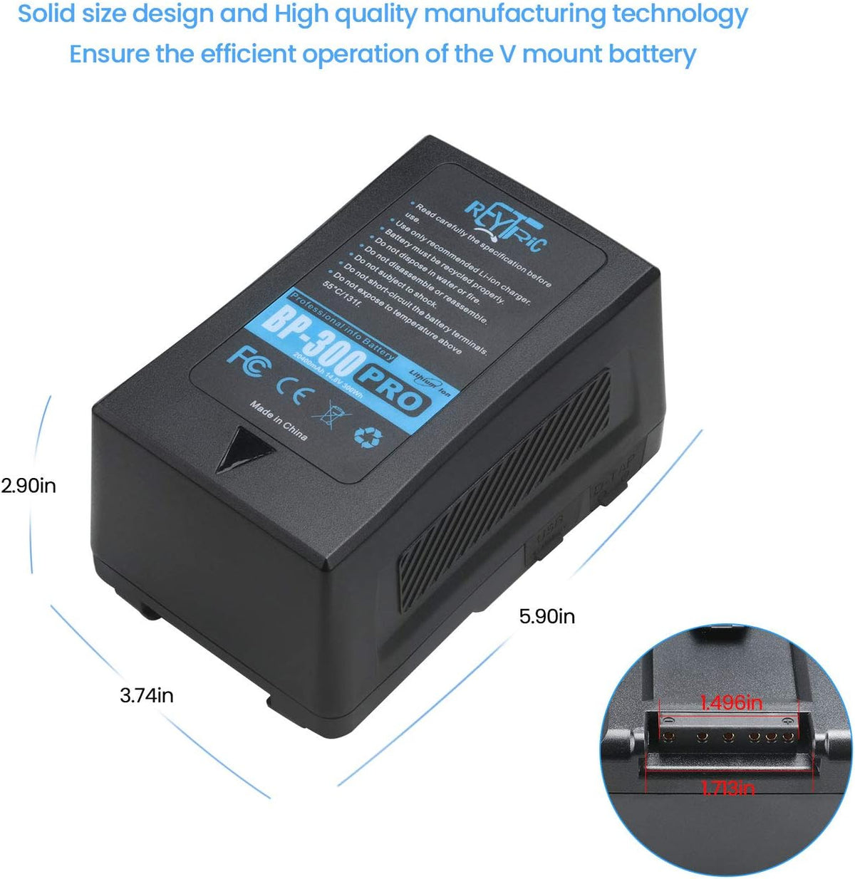 300Wh V Mount Battery with 5A D-tap Charger and D-Tap Cable B6195