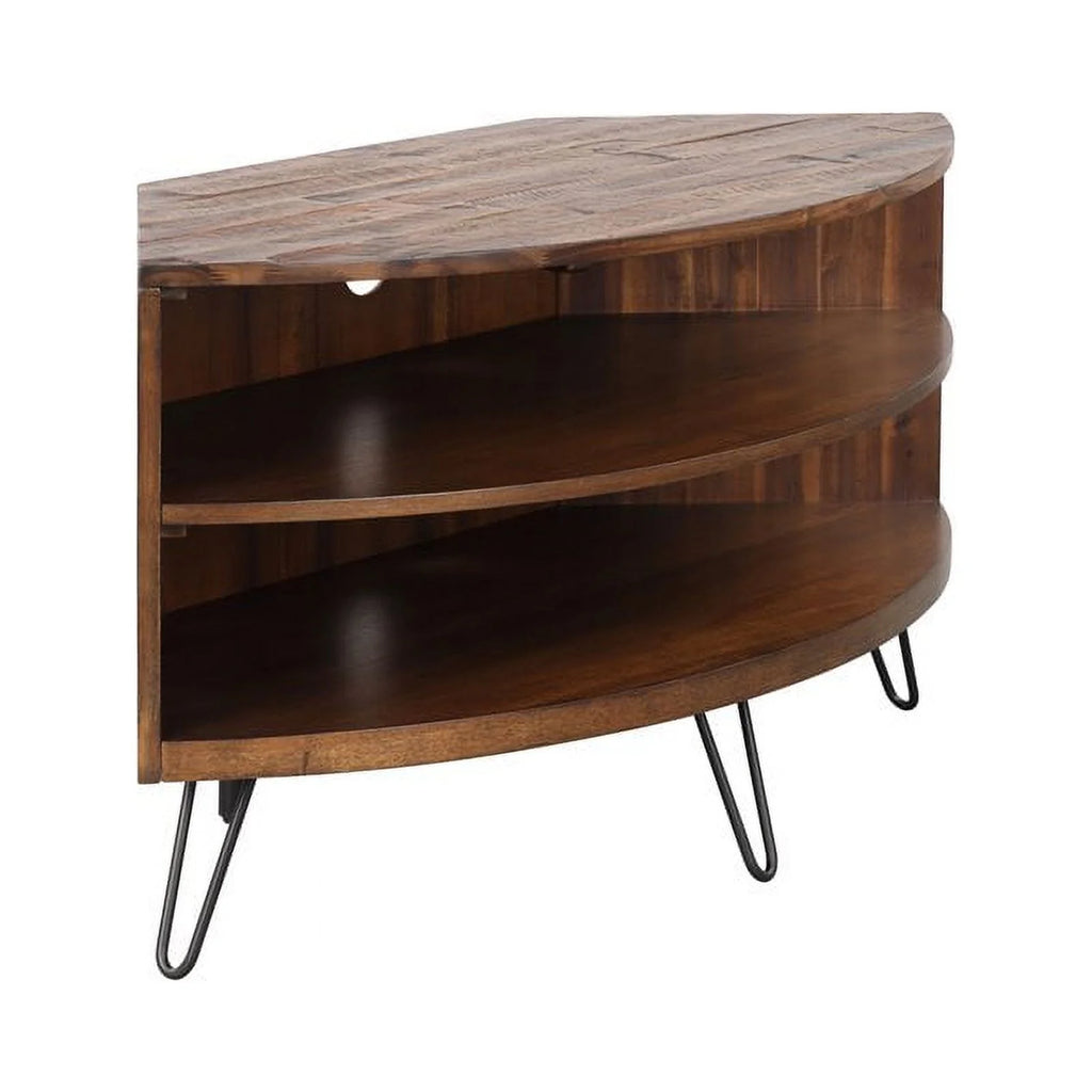 Brown Acacia Wood Corner Media Stand S2855