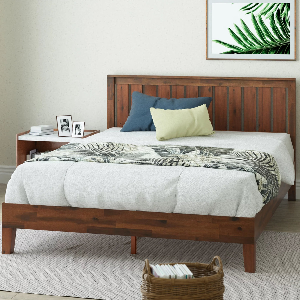 Queen Wood Platform Bed Frame with Headboard G4050