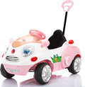 6V Electric Ride on Car with Stroller Handle Remote Control Pink White A8923