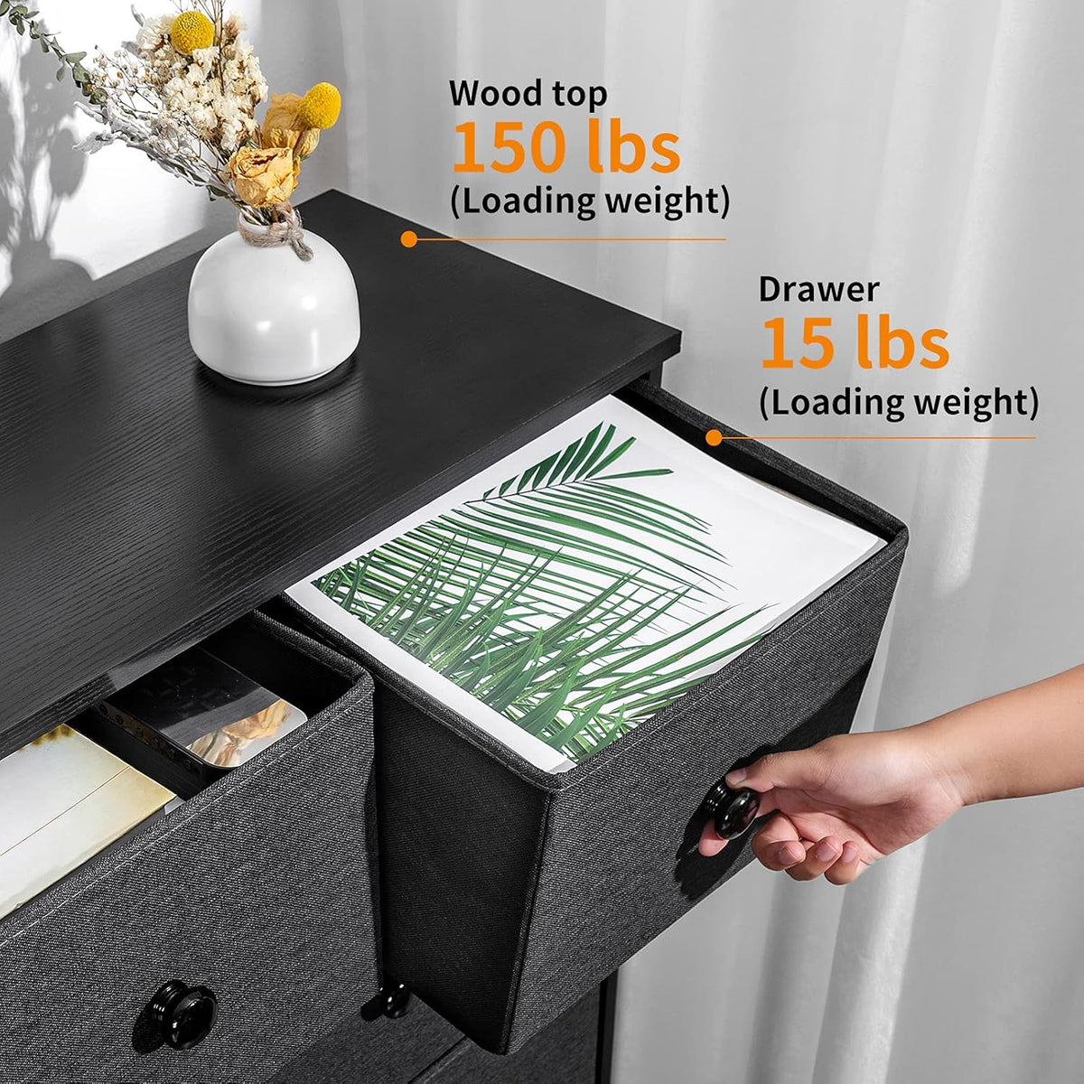 Black Grey 9 Drawer Dresser G93298