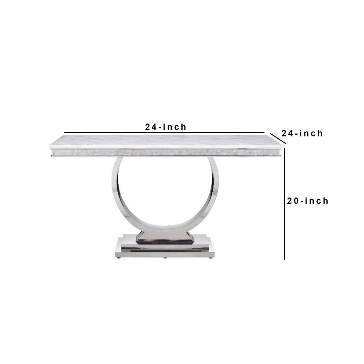 White Faux Marble Top Steel Base End Table V26337